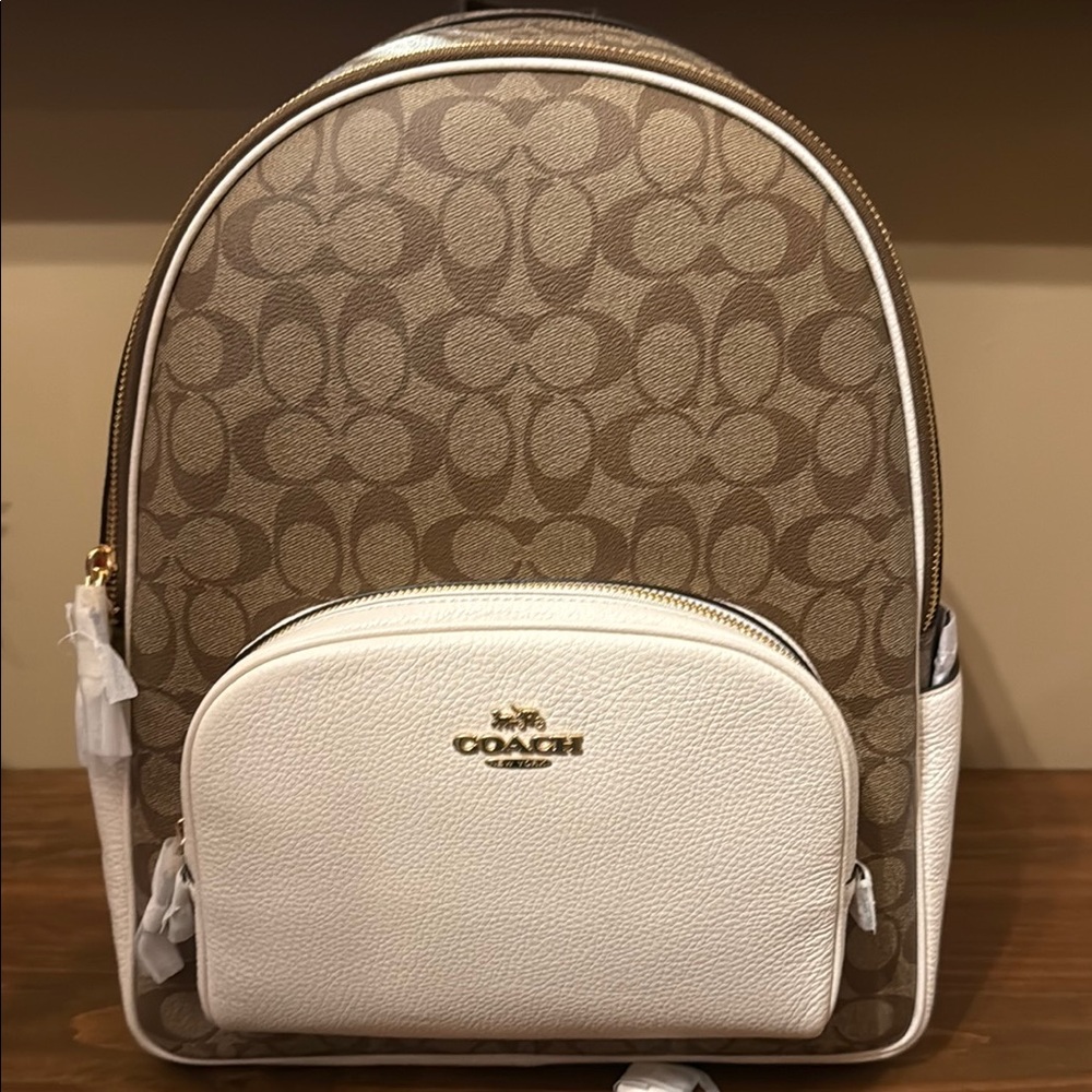 Coach Brown and White Signature Dome Backpack